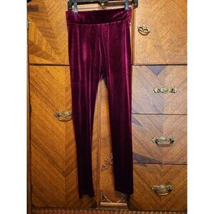 Romeo And Juliet Size Small Burgandy Crushed Velvet Pull On Straight Leg Pants